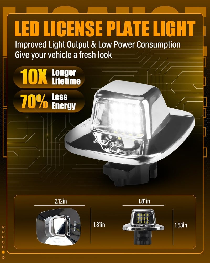 LESAUCE Upgraded LED License Plate Lights For 1988-2000 Chevy C/K-Series 1500/2500/3500 Pickup, 6000K White, Tag Lamp Assembly Replacement, IP68 Waterprooof, Pack of 2 - Image 3
